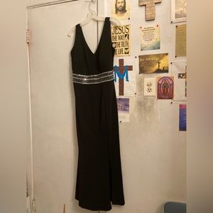 Black Special Occasion Dress with Silver beaded waist